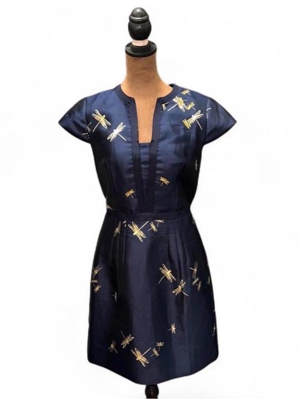 Navy Dragonfly Embroidered Cap-Sleeve Dress Ted Baker 2